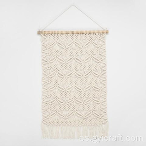 colgante de macrame gris y blanco